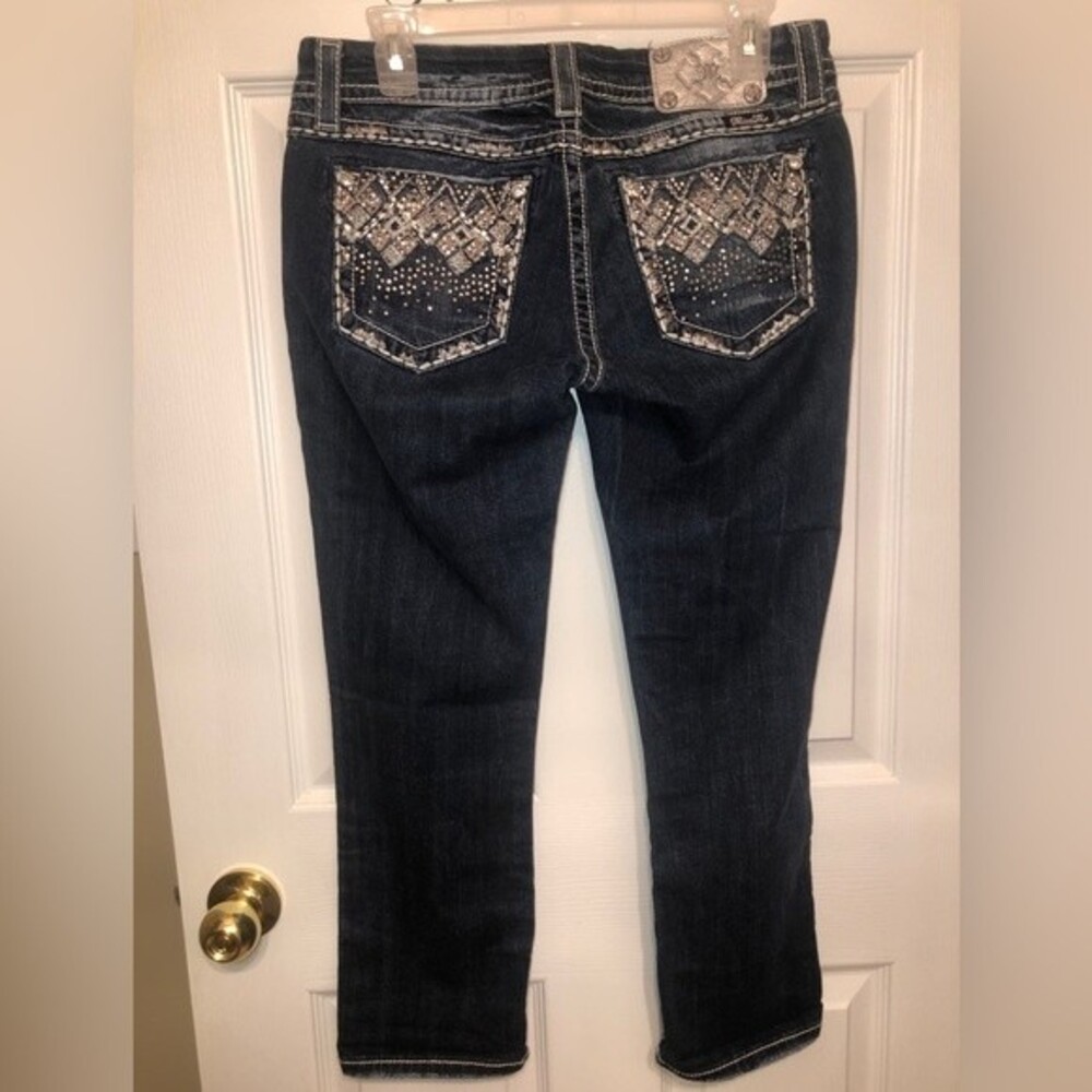 Miss Me Sz 28 Mid Rise Easy Crop DK 222 Blue Jeans Stretch JE8087EC3